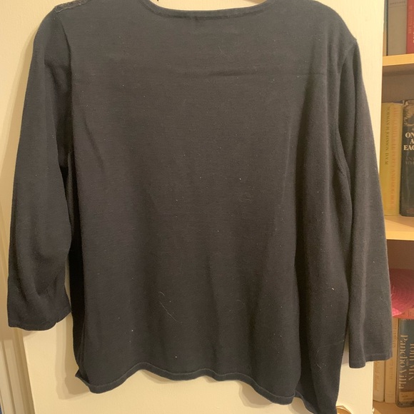 Alfred Dunner Black Floral Lace Sweater - Picture 2 of 2